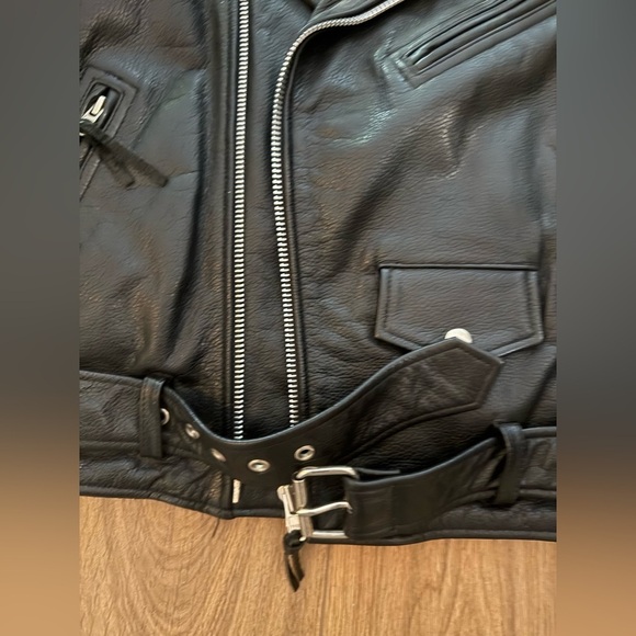 FMC Harley Davidson Black Leather Quilt Lined Zip Biker Jacket Womens XL Heart - Picture 5 of 13